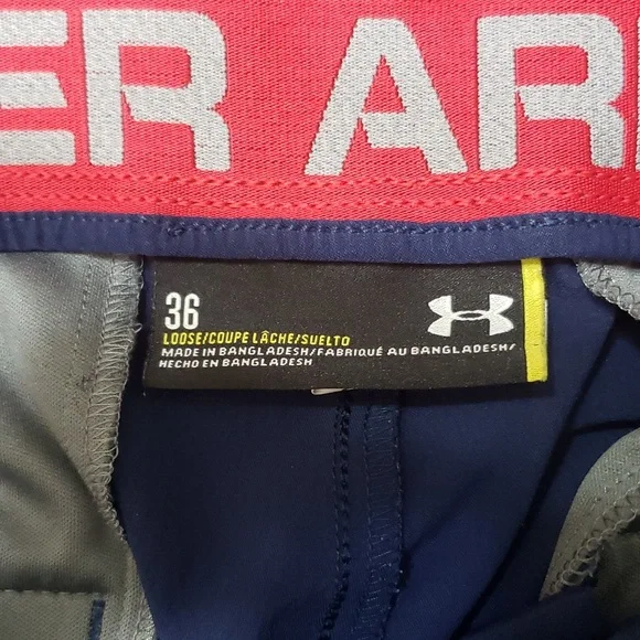 MENS UNDER ARMOUR NAVY BLUE LOOSE MATCH PLAY ATHLETIC SHORTS 36 - Picture 4 of 7